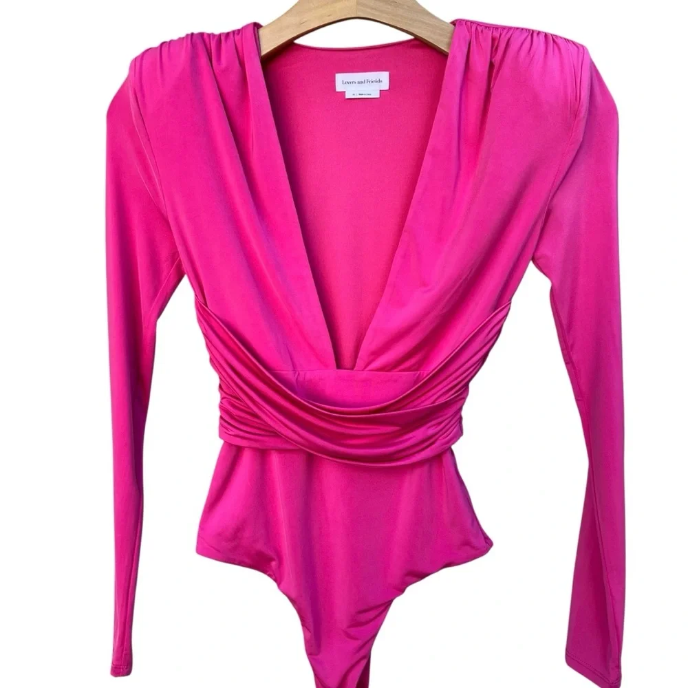 Lovers + Friends Anya Long Sleeve Pink Bodysuit Women’s X-Small